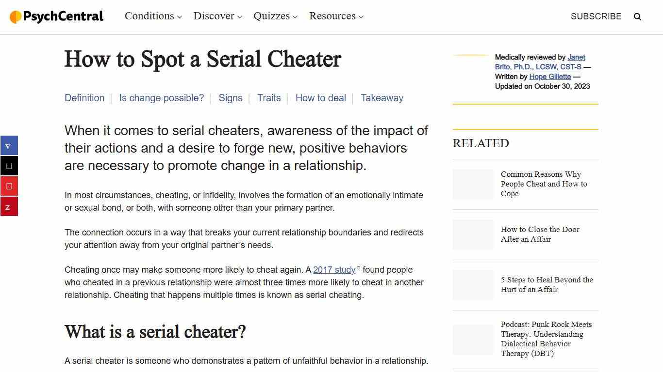 Serial Cheater: 5 Signs | Psych Central